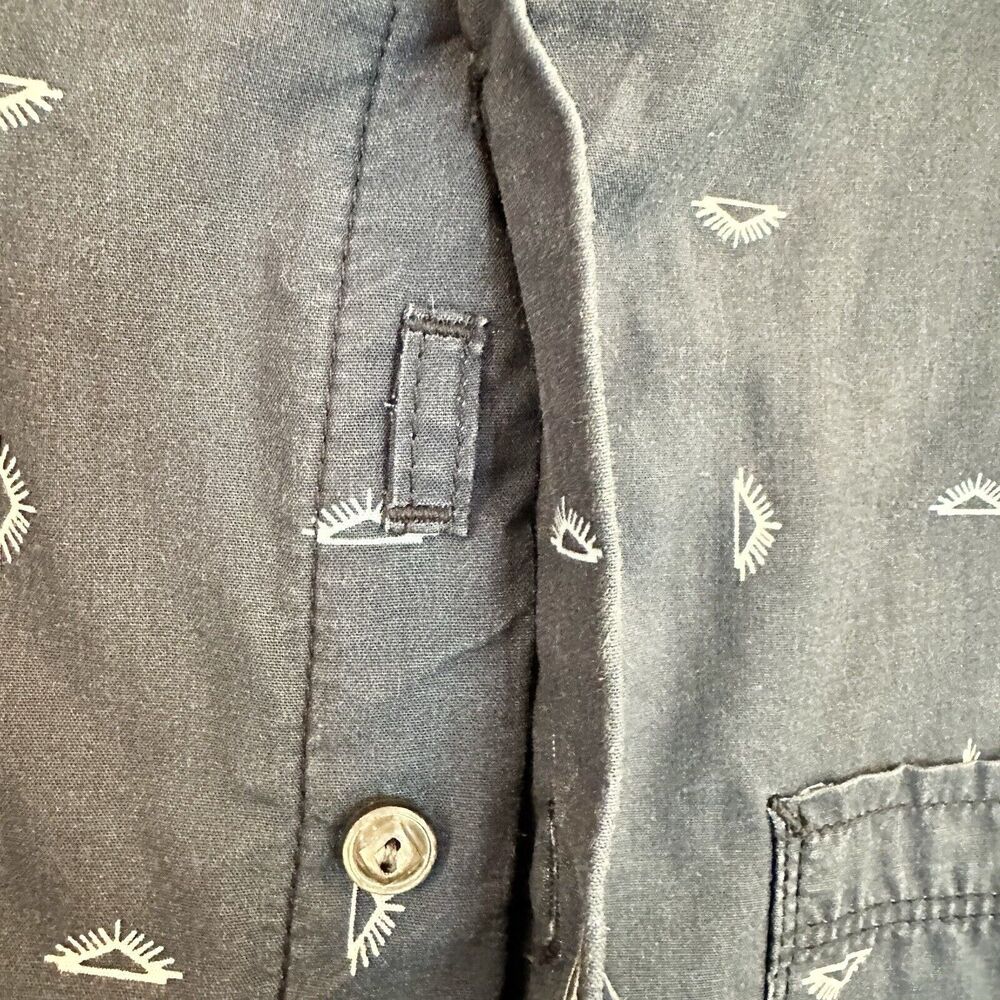 California Cowboy High Water Fleece Lined Short Sleeve Button Shirt Blue Print L - Picture 15 of 16